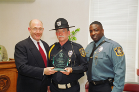 From left to right: Howard L. Beyer, Executive Director New Jersey Juvenile Justice Commission,
Arthur Linton, Correction Officer,
Rodney Morris, President PBA Local 367