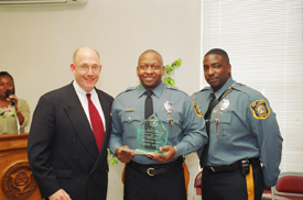 From left to right: Howard L. Beyer, Executive Director New Jersey Juvenile Justice Commission,
Tony McLaughlin, Correction Officer,
Rodney Morris, President PBA Local 367