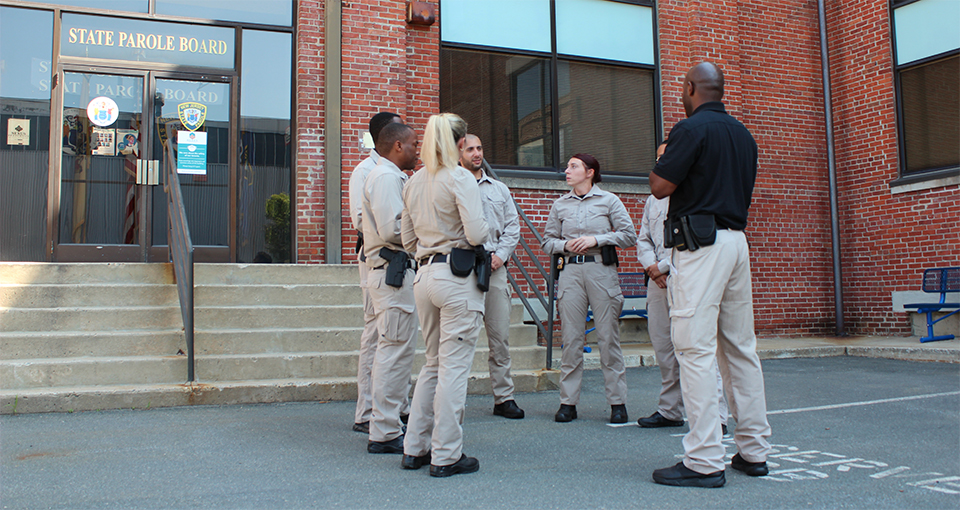 Recruits talking outside SPB