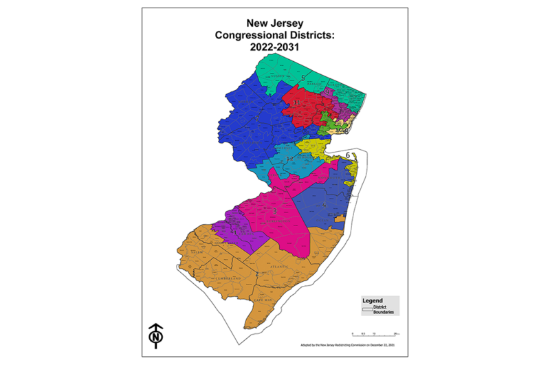 map of New Jersey's Congressional Districts for 2022 to 2031