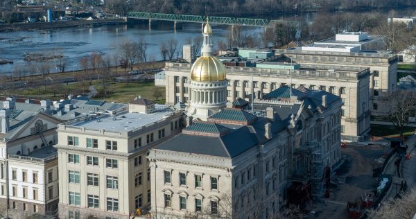 photo: aerial picture of the NJ State house