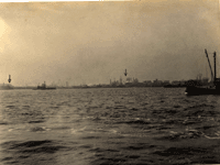 "View from New York Harbor, showing the 1550 feet Water Front now occupied by the Lehigh Valley Rail Road." [looking west]