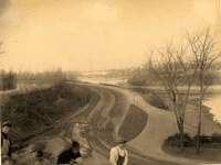 "Branch Brook Park, Newark, from the Canal at Orange Street." [looking north]