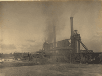 "Wharton Furnace from the Canal at Wharton." [looking north]