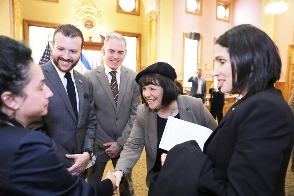 Mayor Bloch greeting constituents