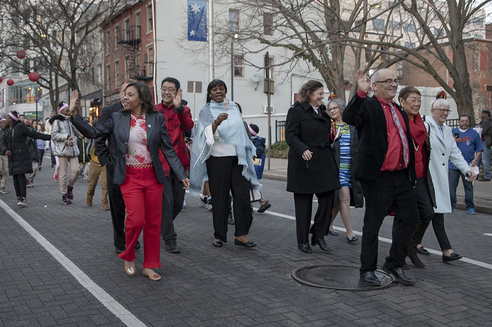 Secretary of State Tahesha Way marches in Chinese New Year parade