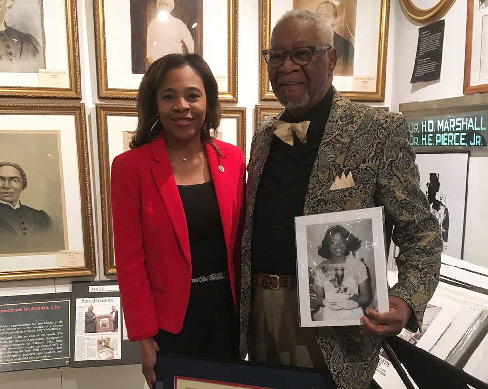 Secretary of State Tahesha Way with Atlantic City historian Ralph Hunter