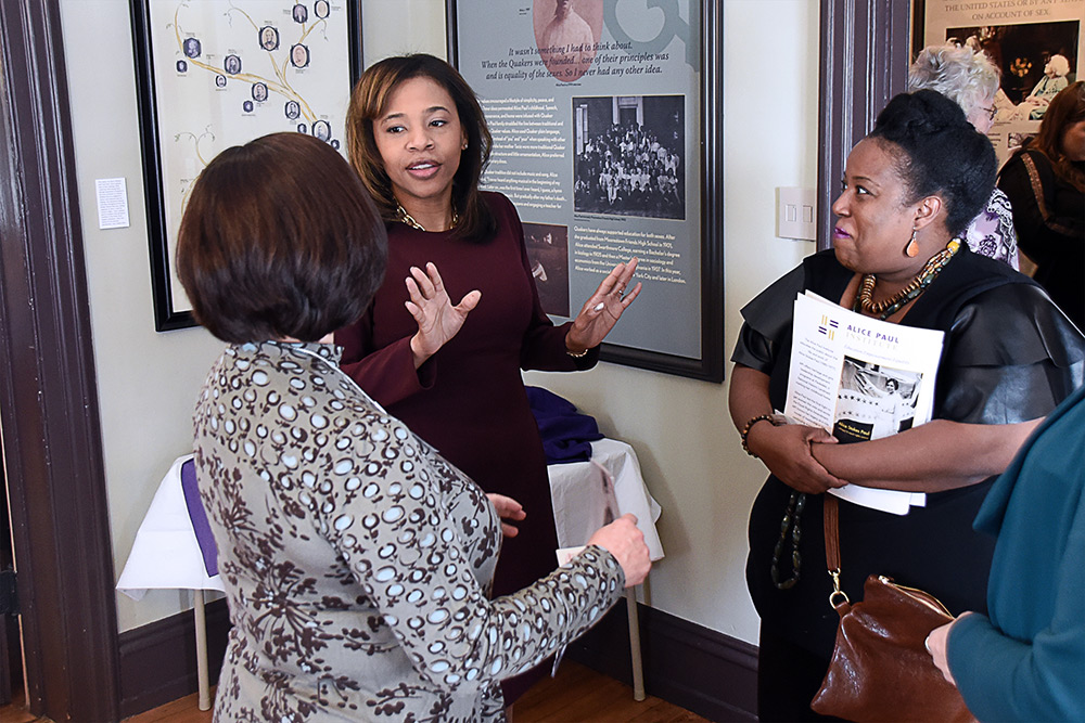 Secretary of State Tahesha Way Speaks at the Alice Paul Institute to announce events built around the 19th Amendment