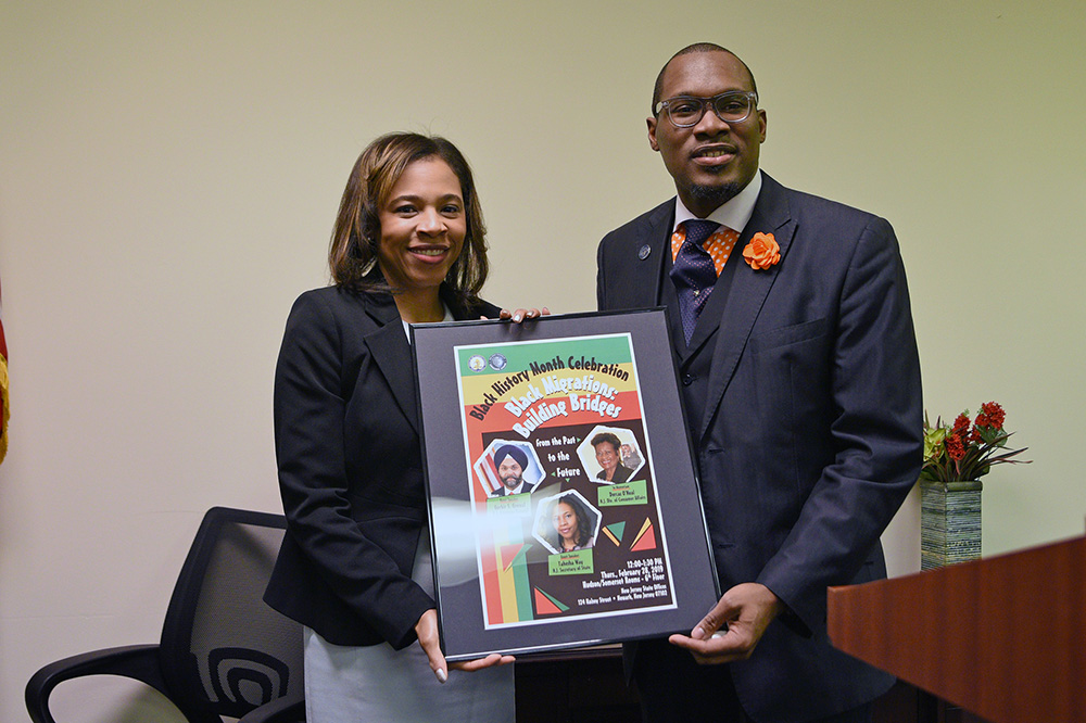 Secretary of State Tahesha Way attending the Black History Month Program at the Division of Consumer Affairs.