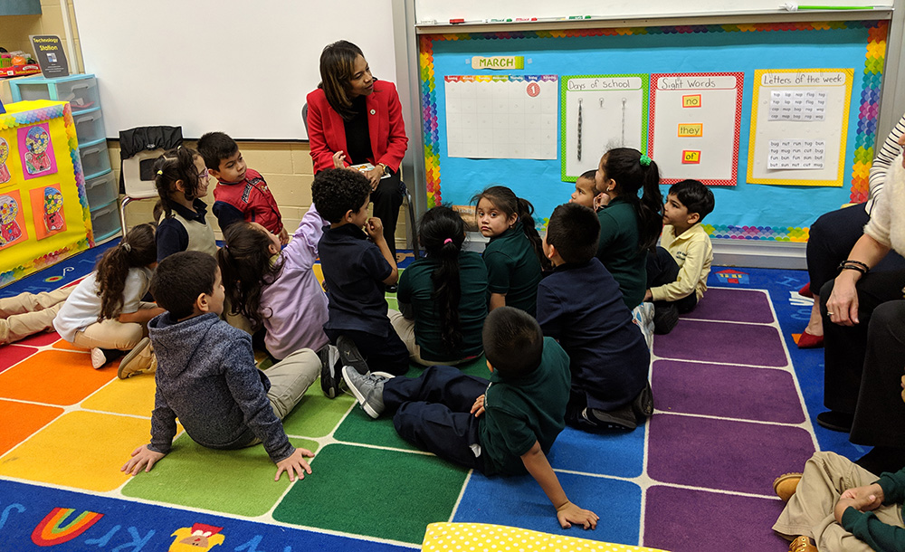 Secretary of State Tahesha Way visit to Dr. Herbert Richardson Elementary School in Perth Amboy for Read Across America.