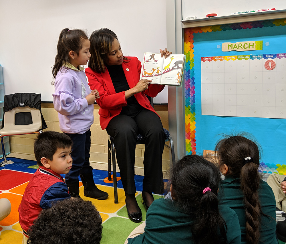 Secretary of State Tahesha Way visit to Dr. Herbert Richardson Elementary School in Perth Amboy for Read Across America.