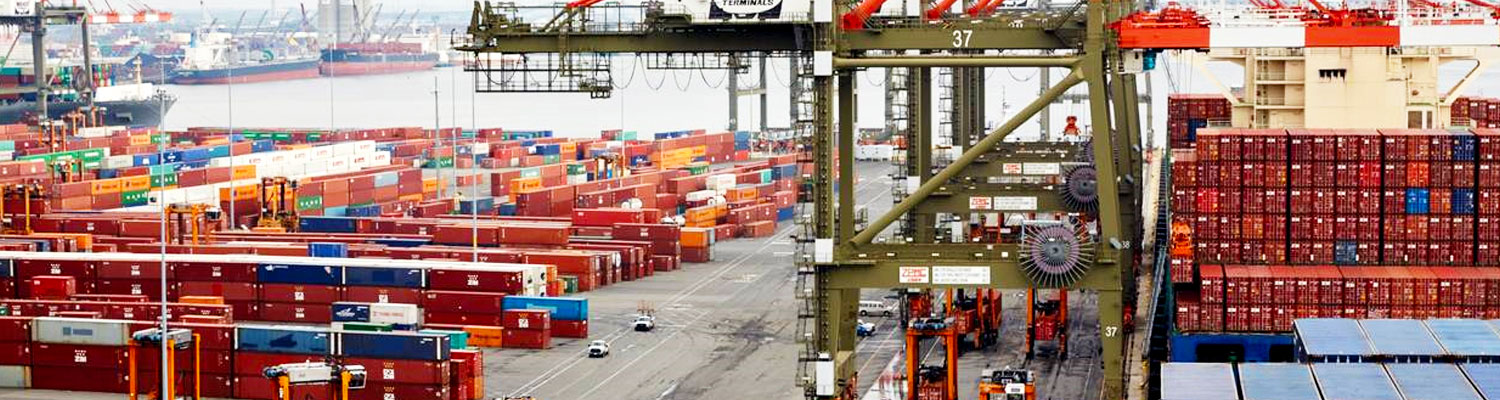 Cargo containers at a port