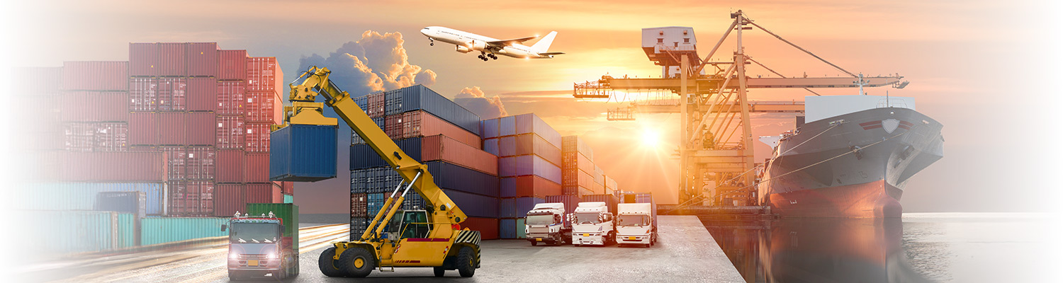Cargo containers at a port