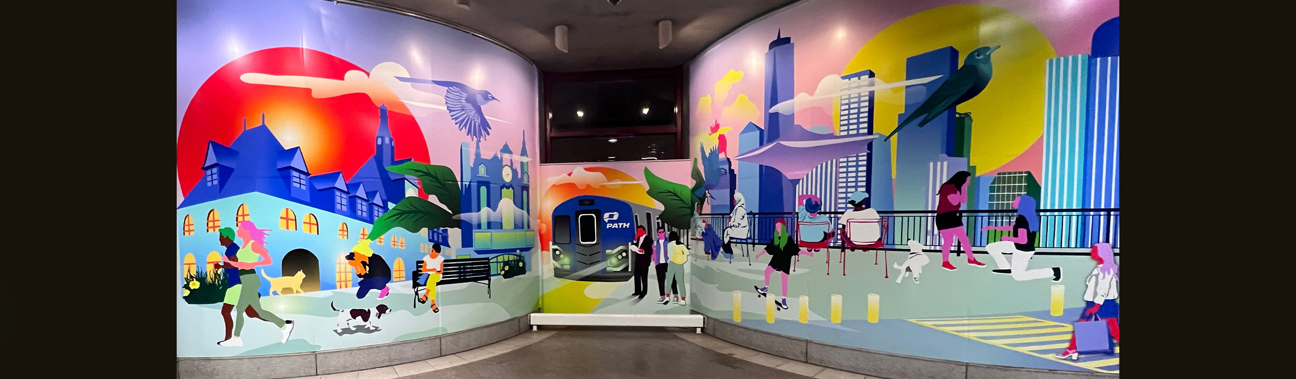 colorful mural at transit station