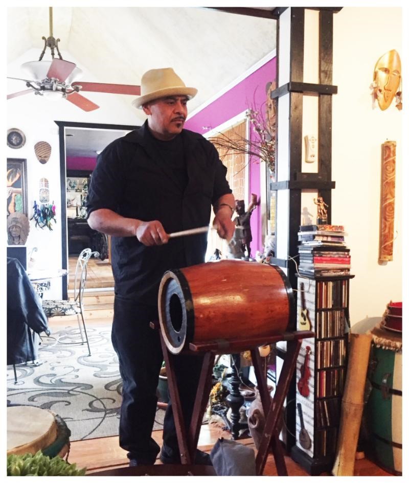 Edwin Estremera playing the Cua and practicing patterns associated with Bomba. 