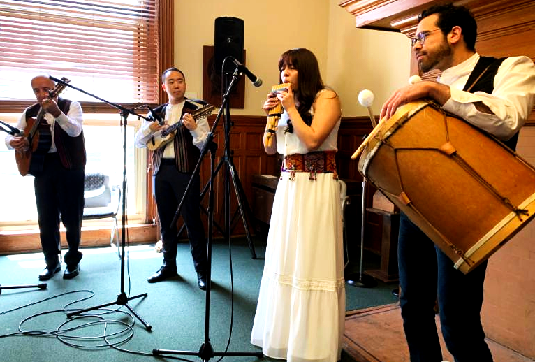 From Left: Juan Pepe Santana, Wonsahm Chung, Adriana Maranon, and Peter Orozco performing at the grand opening.