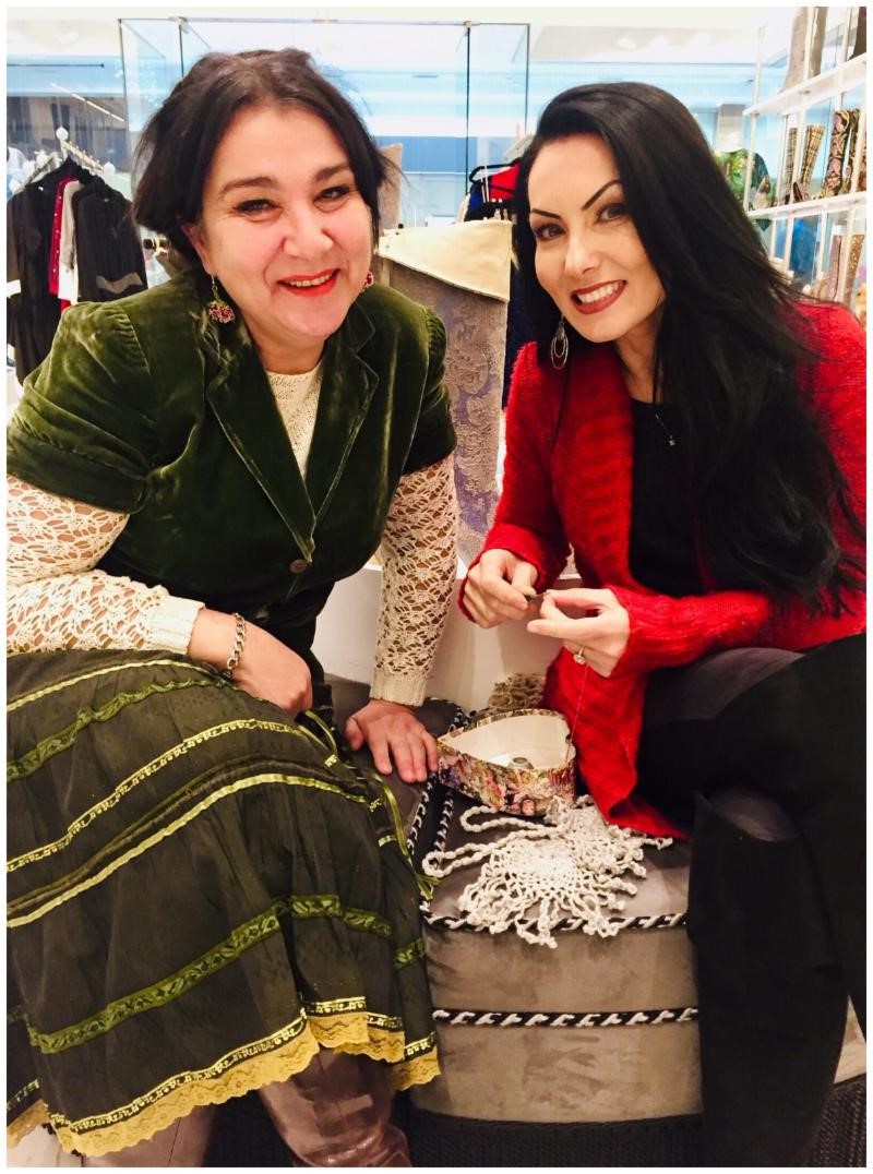 Master Lace maker, Ylvia Asal (left) sits with her Apprentice, Zeynep Yurderi (right) during a session at ZEYZANI, Zeynep's boutique in Moorsetown, N.J., December 10, 2018