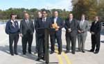 Commissioner Kolluri speaks at the reopening of the Rainbow Lake Bridge