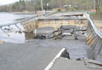 The Route 56 bridge over Rainbow Lake was destroyed by severe flooding 