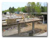 Railroad bridge work looking west photo