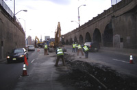 demolition of center median photo