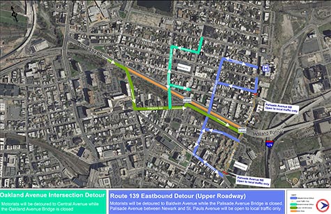 oakland avenue detour map graphic