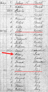 A detail from a page of the 1885 New Jersey State Census