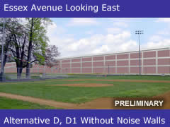 Essex Avenue Looking East from Bellmawr Park Ballfields - Alternatives D, D1