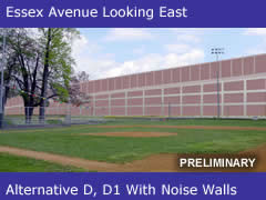Essex Avenue Looking East from Bellmawr Park Ballfields - Alternatives D, D1