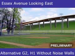 Essex Avenue Looking East from Bellmawr Park Ballfields - Alternatives G2, H1