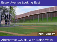 Essex Avenue Looking East from Bellmawr Park Ballfields - Alternatives G2, H1