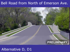 Bell Road from North of Emerson Avenue - Alternatives D, D1