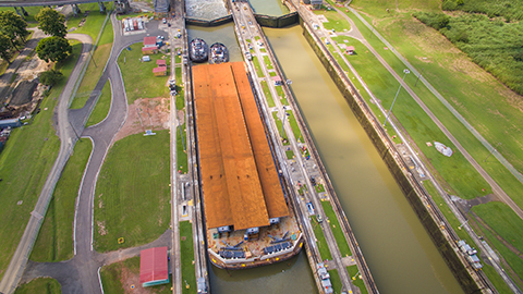 Barge carrying deck through the Panama Canal image