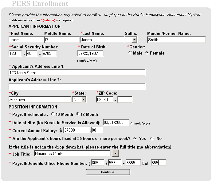 pers enrollment screen 1