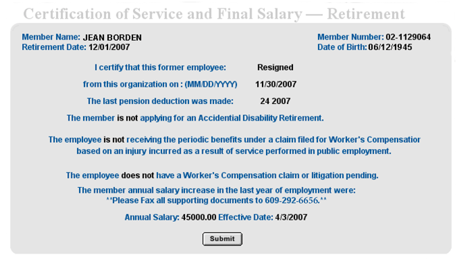 retirement cert screen 3