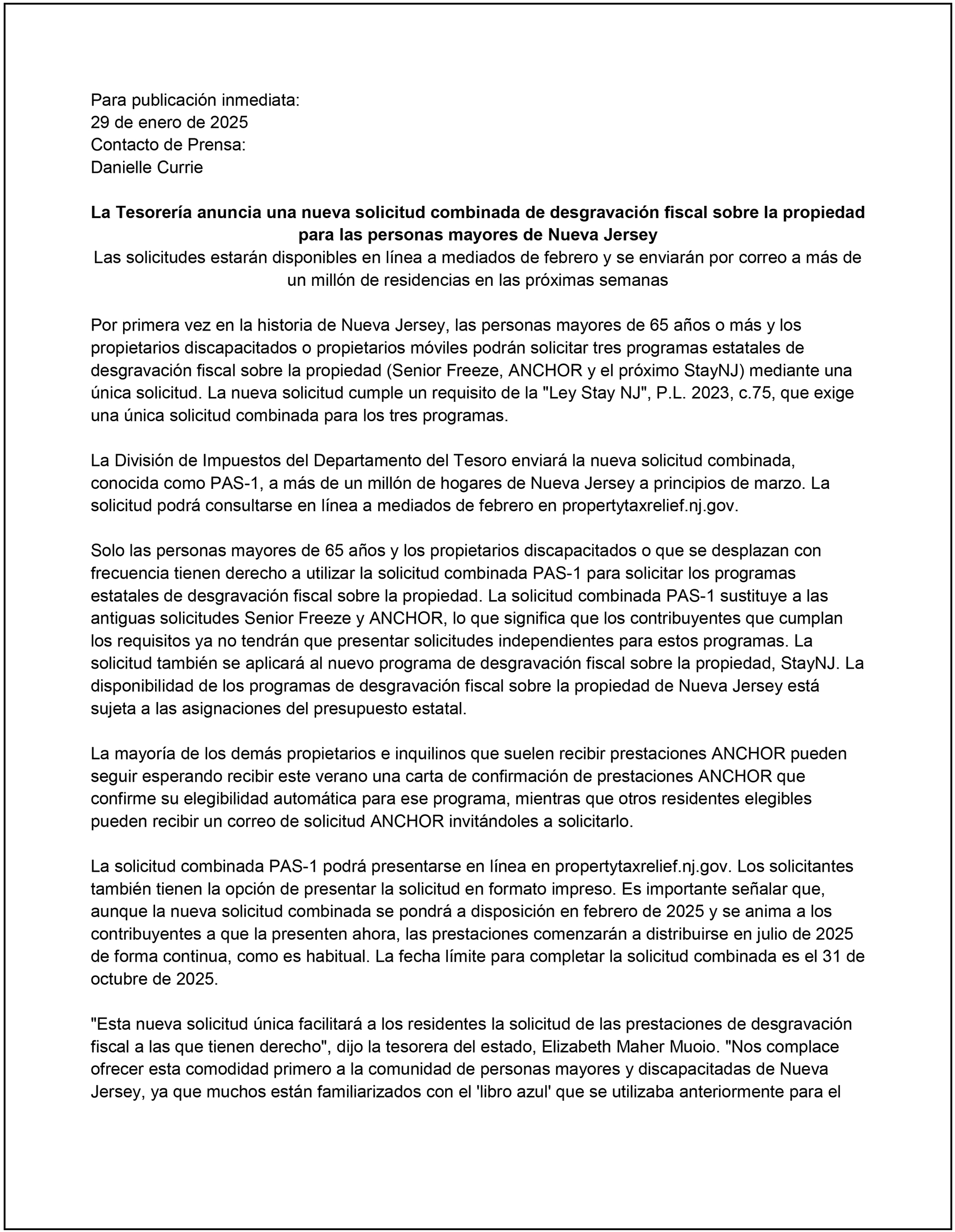 Press Release - Spanish