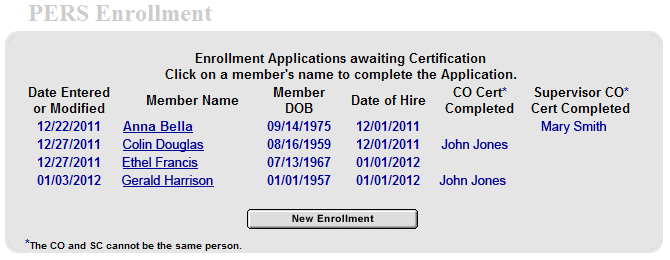 pers enrollment