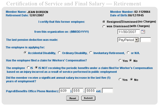 retirement cert screen 1