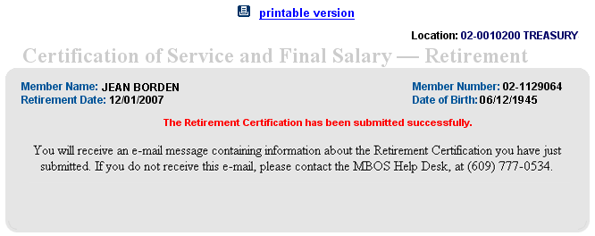 retirement cert screen 4